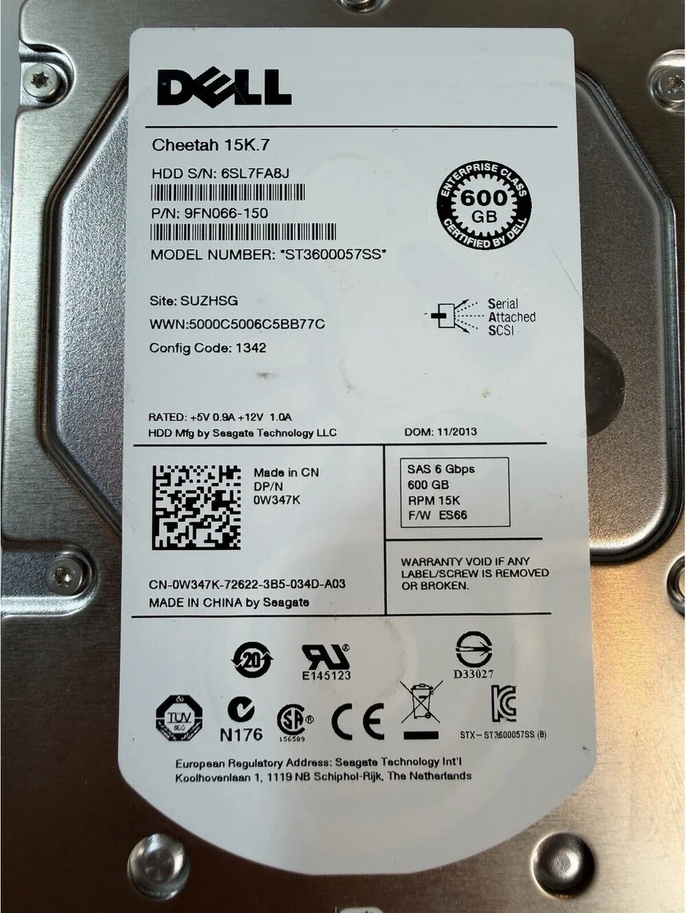 Dell SAS HDDs 6000GB (600GB x4) 15K for parts